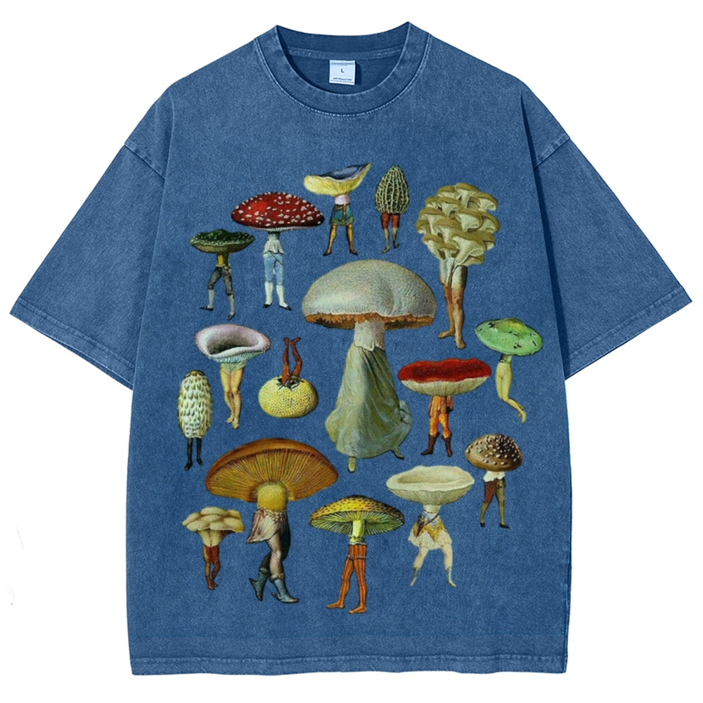 Troop of Mushrooms Unisex Vintage Washed Tee