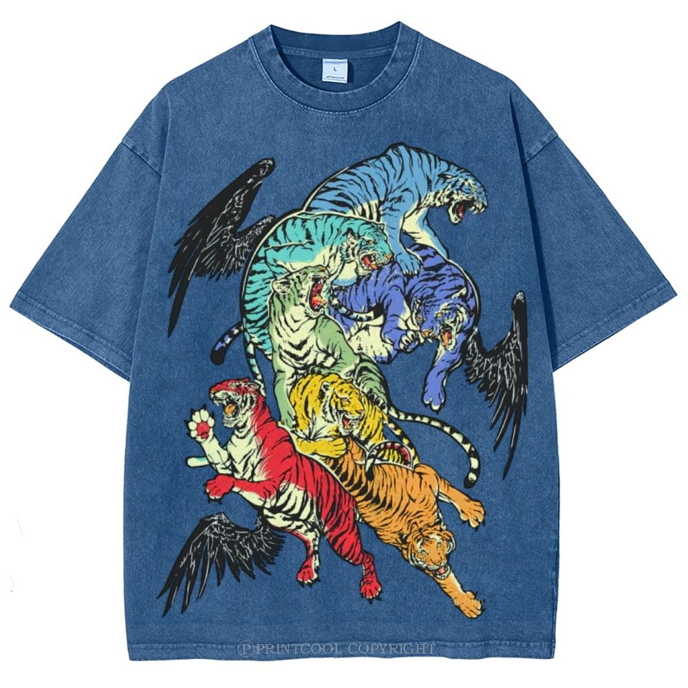 Warring Tigers Unisex Vintage Washed Tee