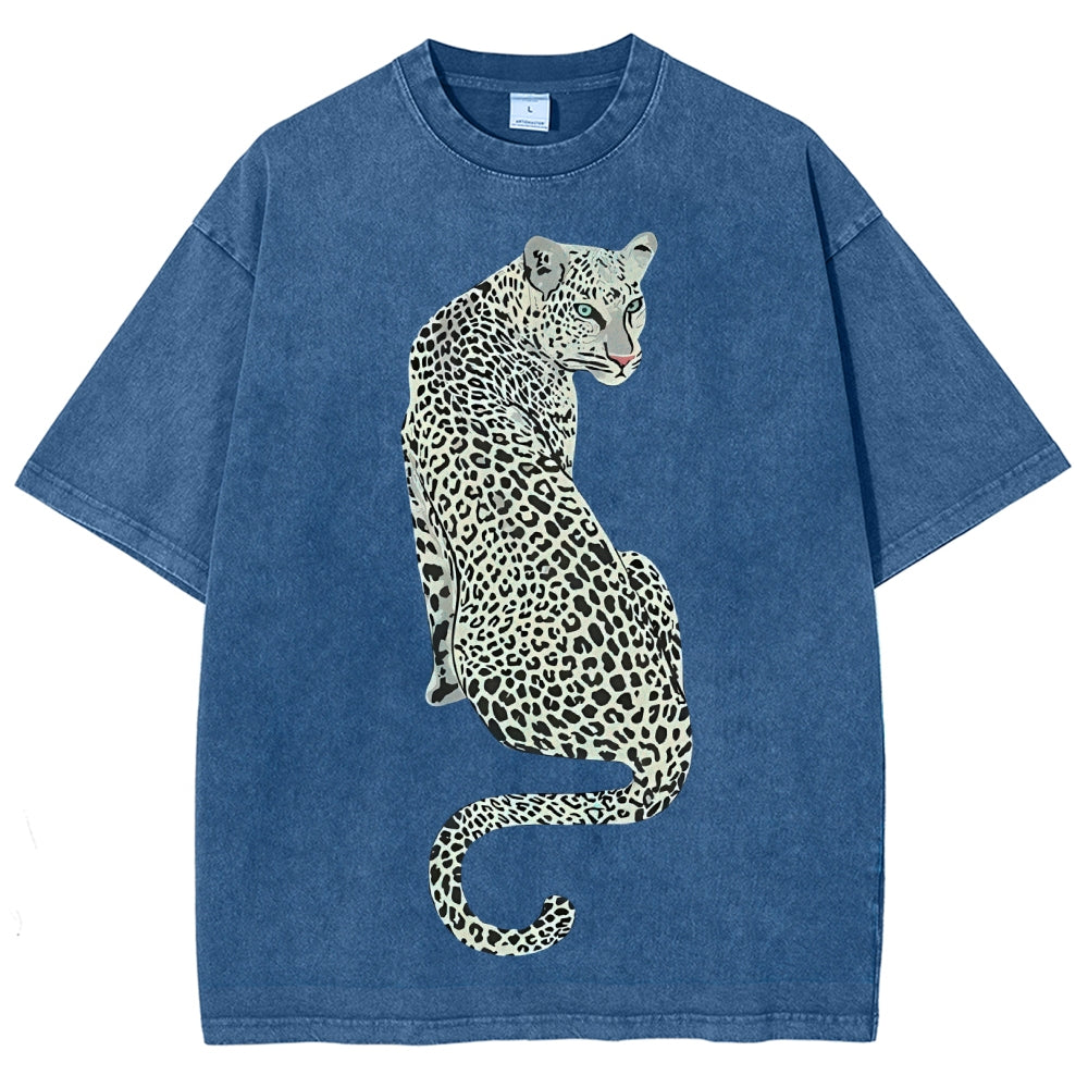 White Leopard Unisex Vintage Washed Tee