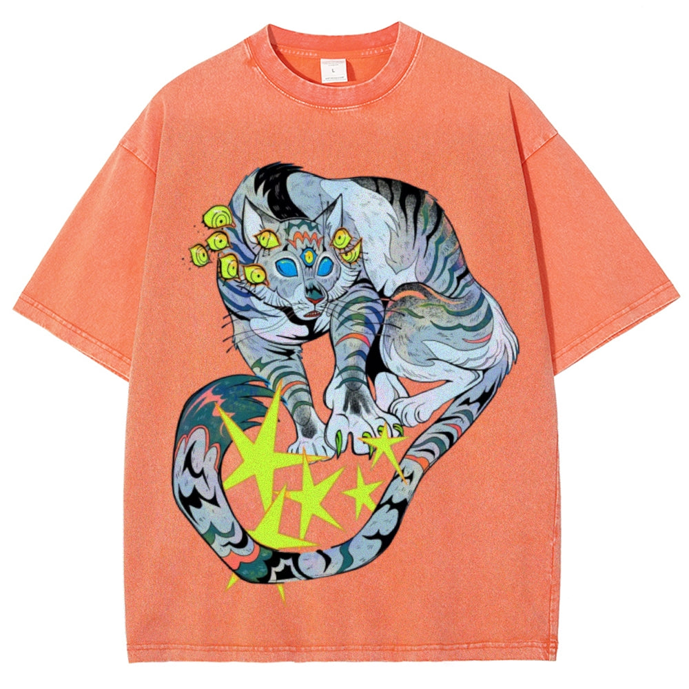 Warriors Cat Unisex Vintage Washed Tee