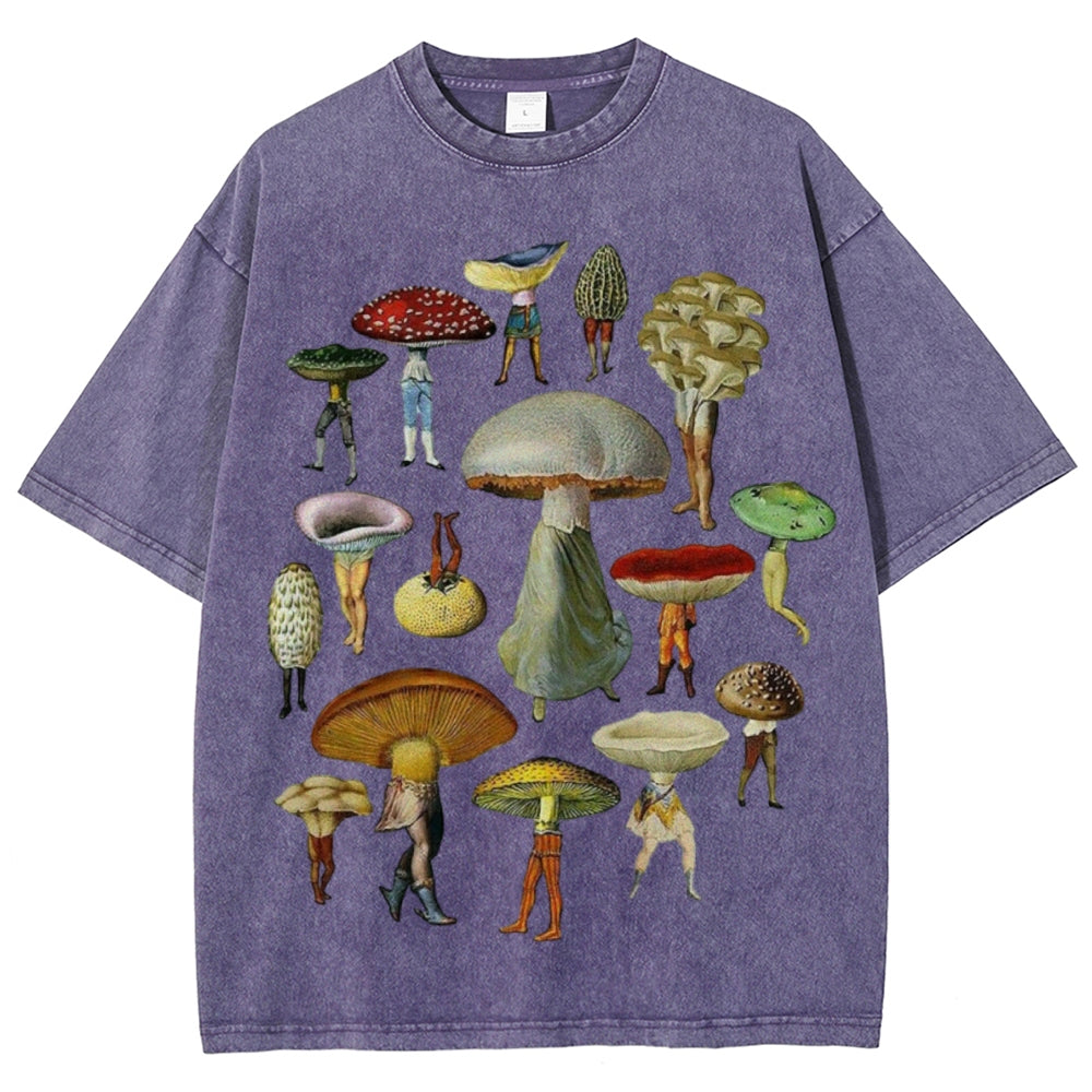 Troop of Mushrooms Unisex Vintage Washed Tee