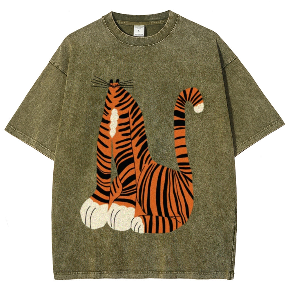 Tiger Cat Unisex Vintage Washed Tee