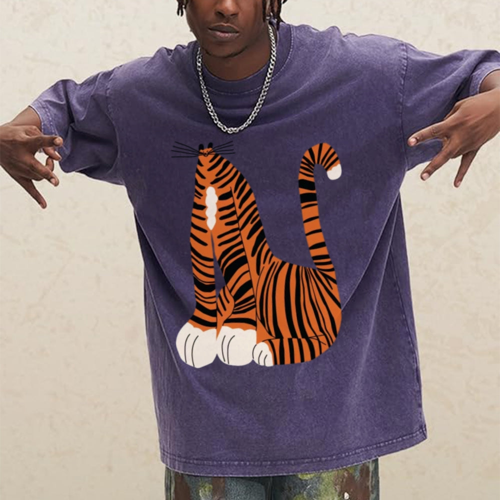 Tiger Cat Unisex Vintage Washed Tee