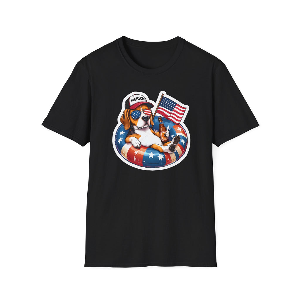 Beagle Dog with Sunglasses and Flag - Classic Fit
