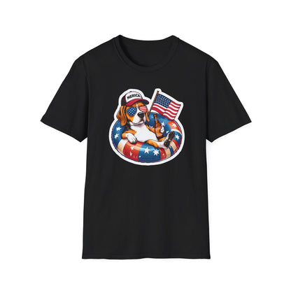 Beagle Dog with Sunglasses and Flag - Classic Fit