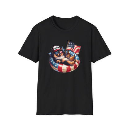 Pomeranian Relaxing With Sunglasses And Flag - Classic Fit