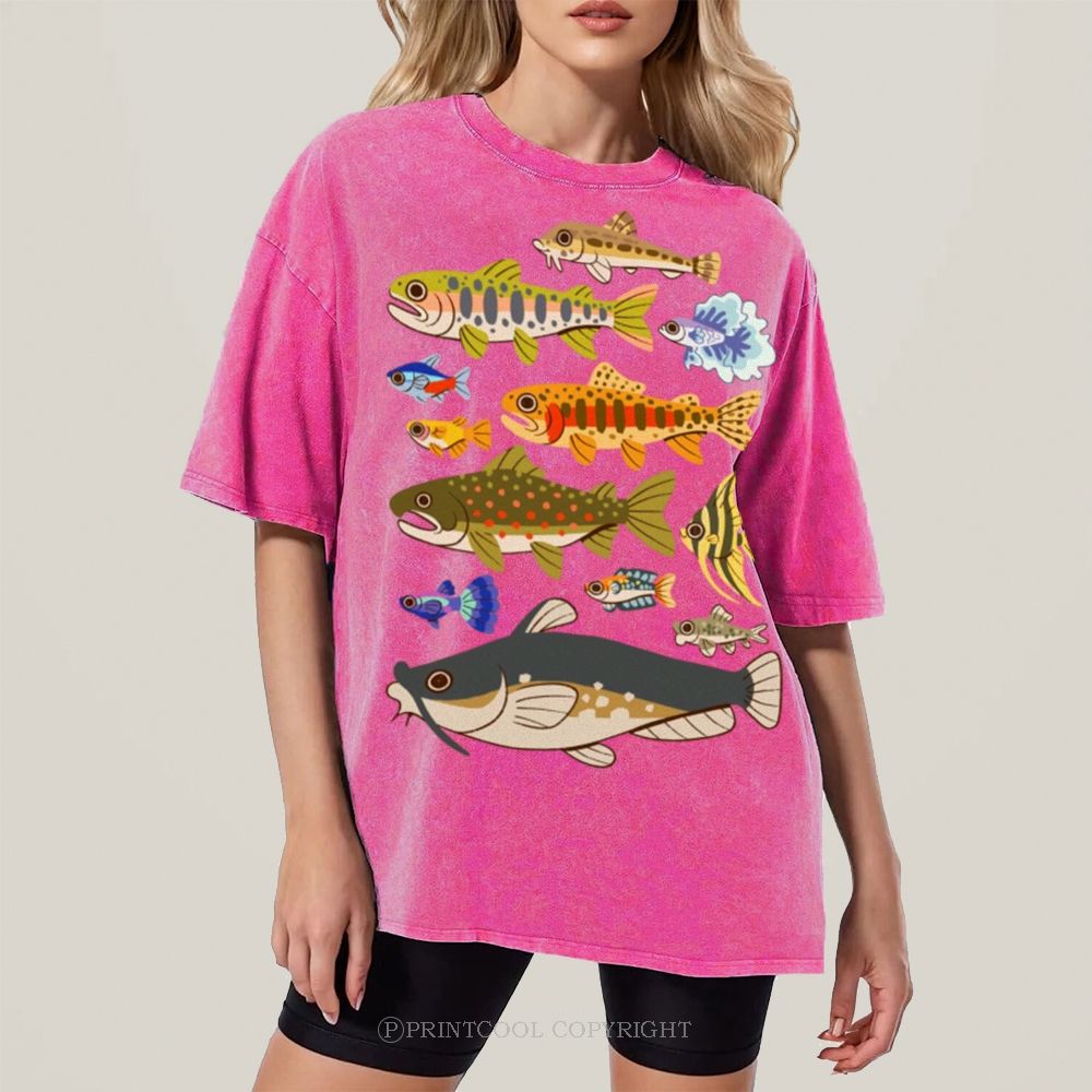 Tropical Fish Paradise Unisex Vintage Washed Tee