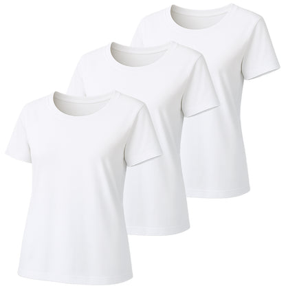 3 Pack Women's Short Sleeve Crew Neck T-Shirt  Summer Tops