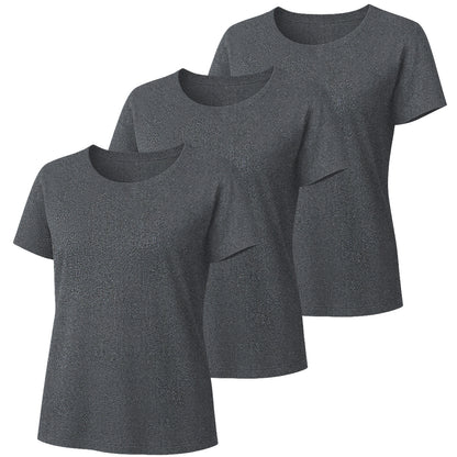 3 Pack Women's Short Sleeve Crew Neck T-Shirt  Summer Tops