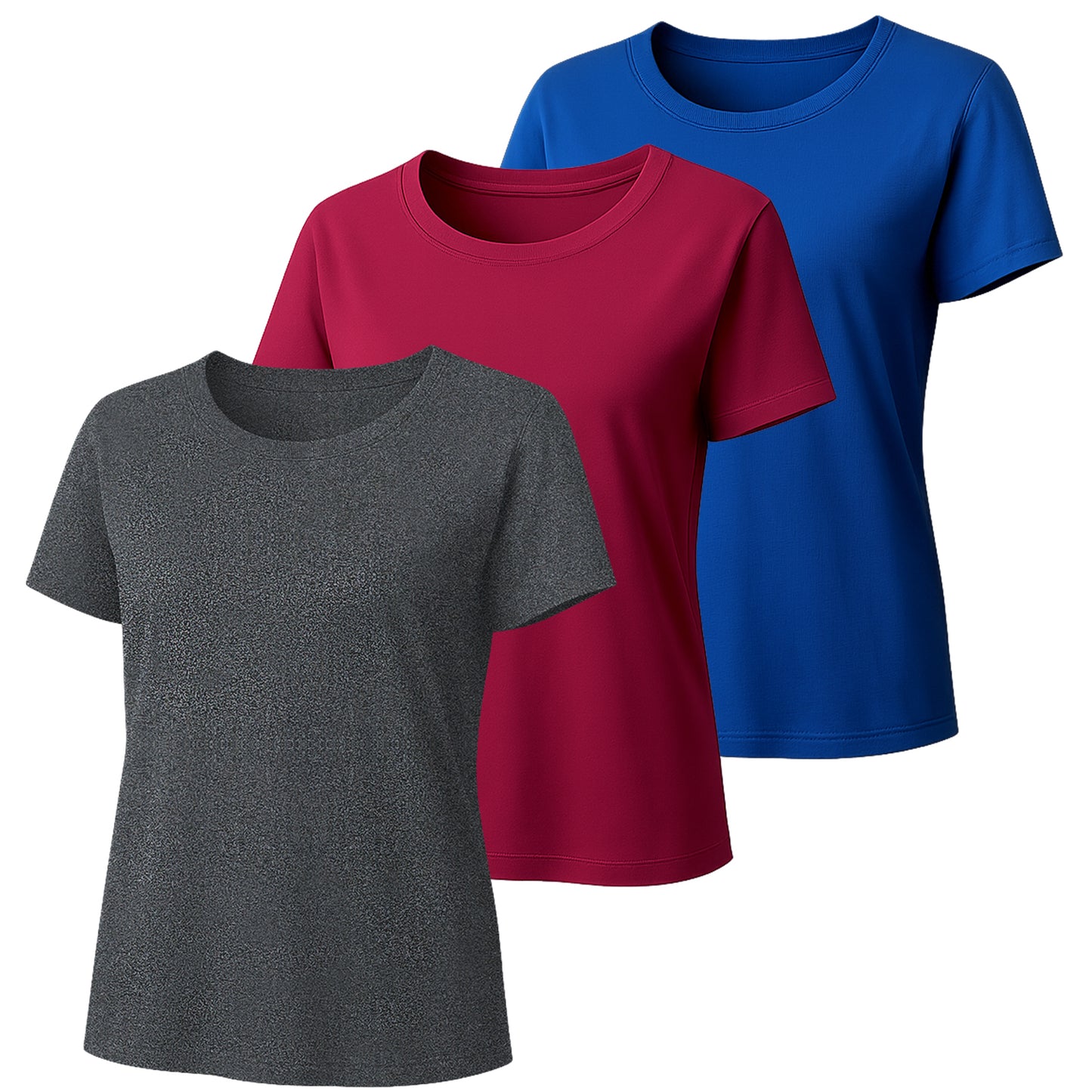 3 Pack Women's Short Sleeve Crew Neck T-Shirt  Summer Tops