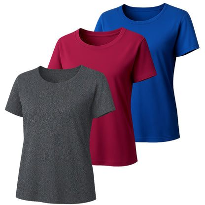 3 Pack Women's Short Sleeve Crew Neck T-Shirt  Summer Tops