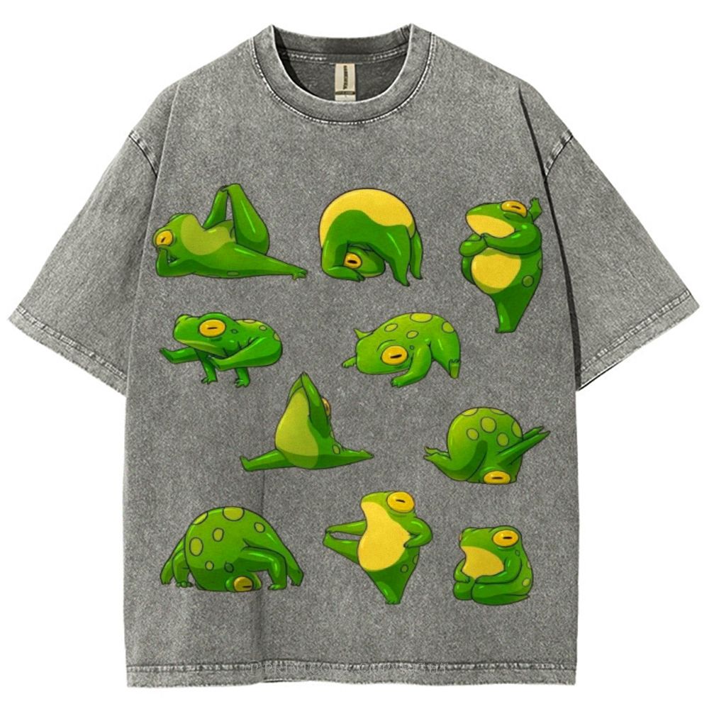 Yoga Frog Unisex Vintage Washed Tee
