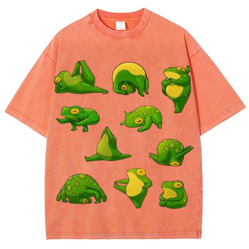Yoga Frog Unisex Vintage Washed Tee