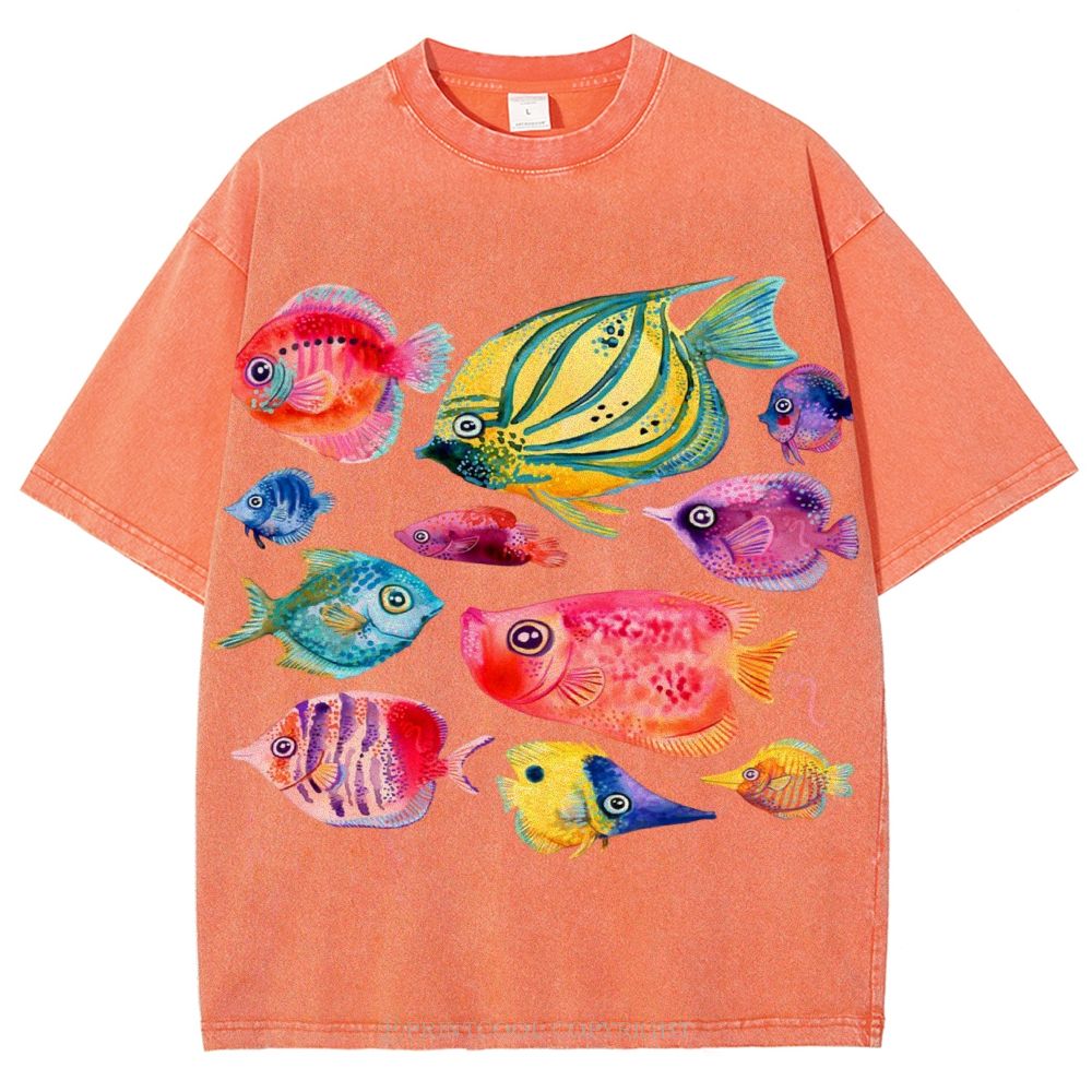 Tropical Fishes Unisex Vintage Washed Tee