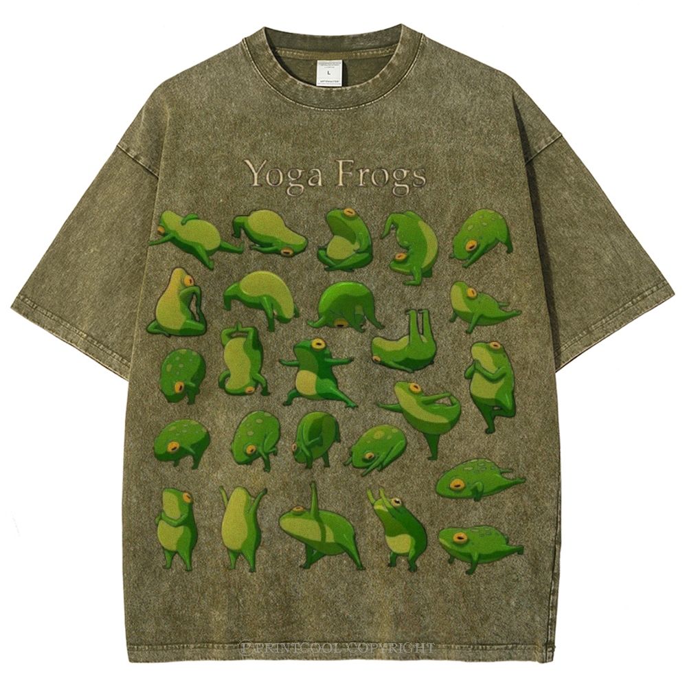 Yoga Frog Unisex Vintage Washed Tee