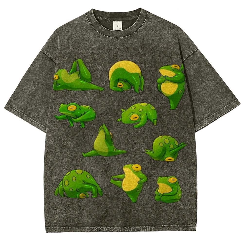Yoga Frog Unisex Vintage Washed Tee