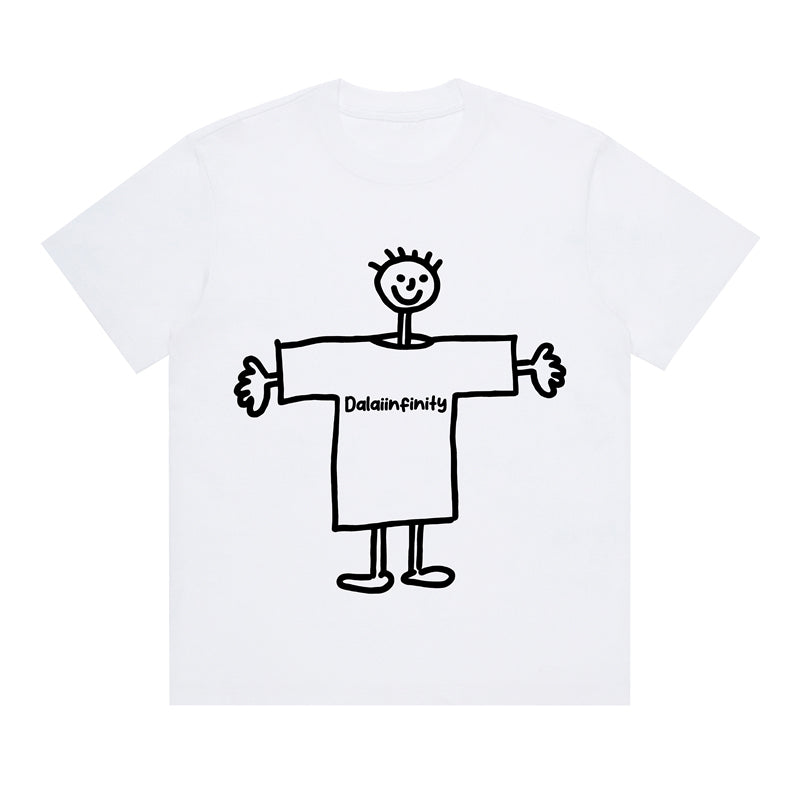 Cute Line Drawing Crew Neck Short-Sleeve T-Shirt Unisex