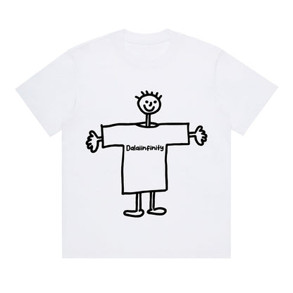 Cute Line Drawing Crew Neck Short-Sleeve T-Shirt Unisex
