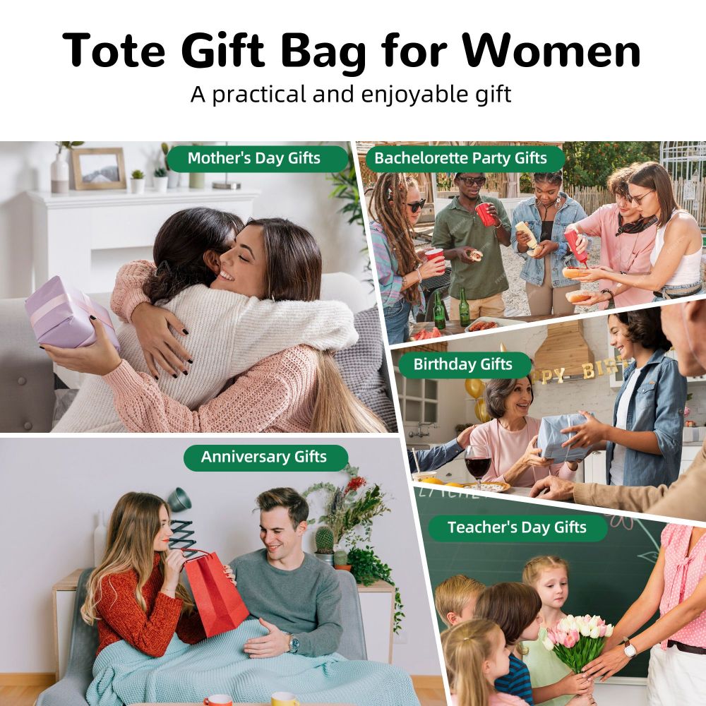 Personalized Birth Flower Canvas Tote Bag with Name Christmas Birthday Mother's Day Gift for Women