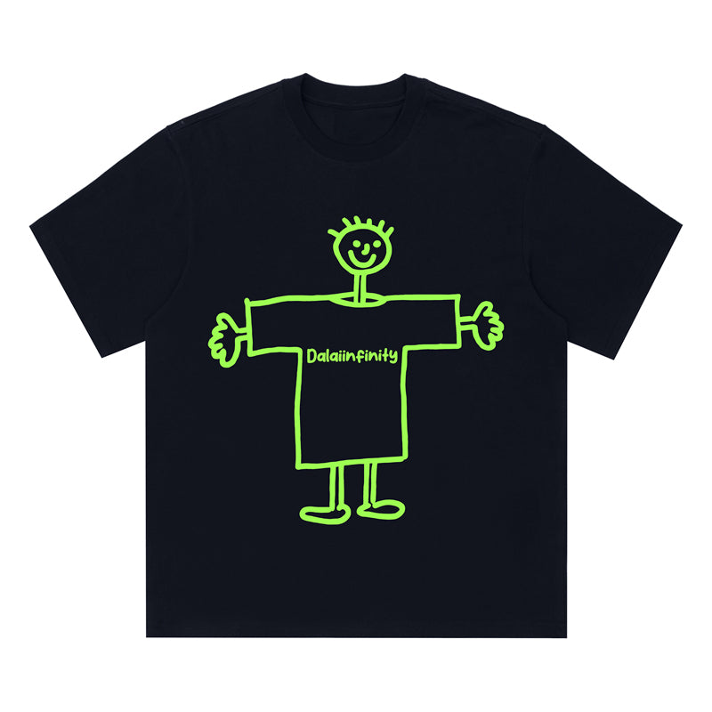 Cute Line Drawing Crew Neck Short-Sleeve T-Shirt Unisex