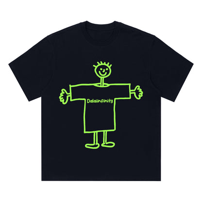 Cute Line Drawing Crew Neck Short-Sleeve T-Shirt Unisex