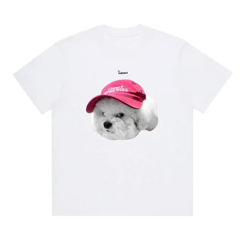 Funny Cat and Dog Graphic Tees Crew Neck Short-Sleeve T-Shirt Summer Tops