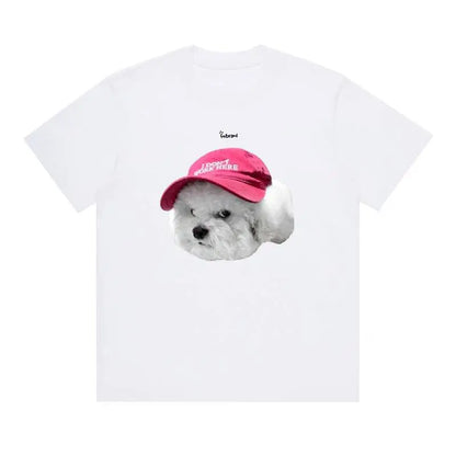 Funny Cat and Dog Graphic Tees Crew Neck Short-Sleeve T-Shirt Summer Tops