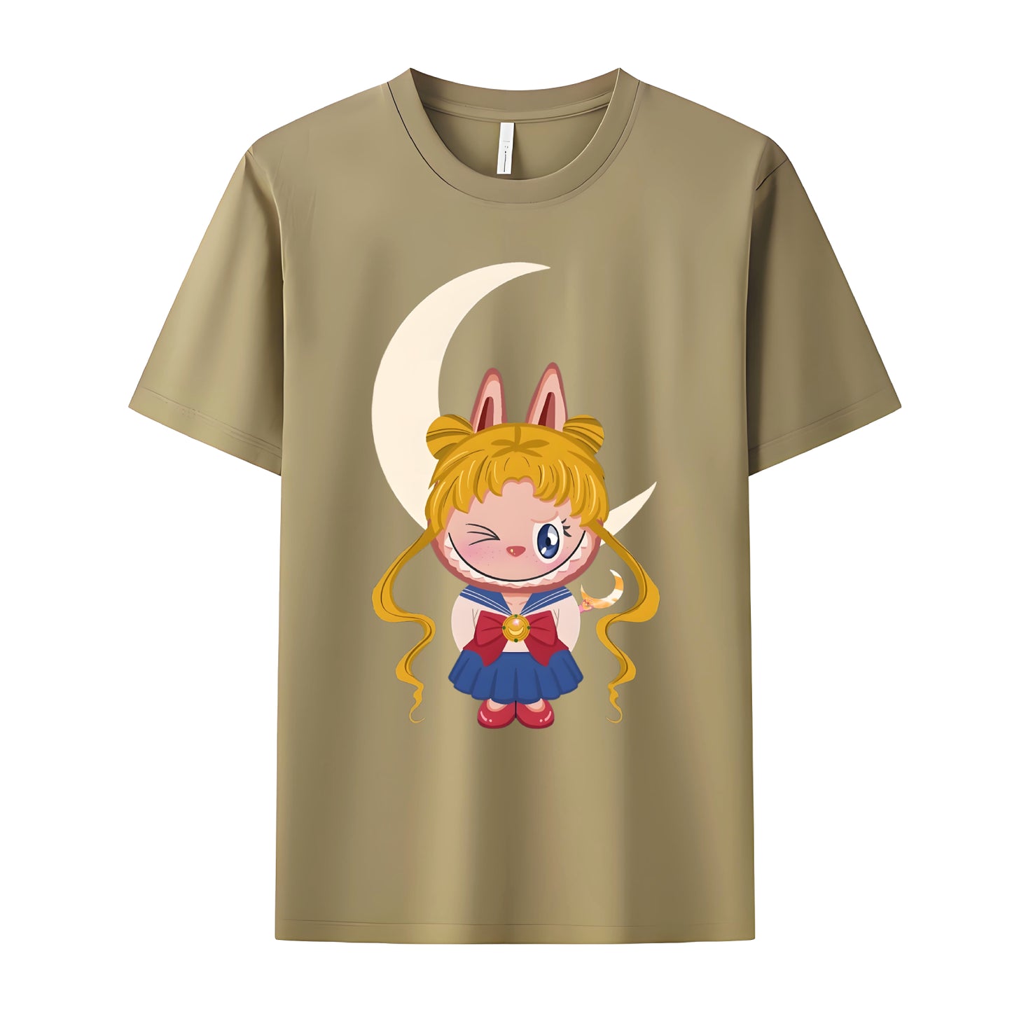 Sailor Moon Labubu The Monsters Crew Neck Short Sleeve T-Shirt For Labubu Lover Gifts For Girlfriend