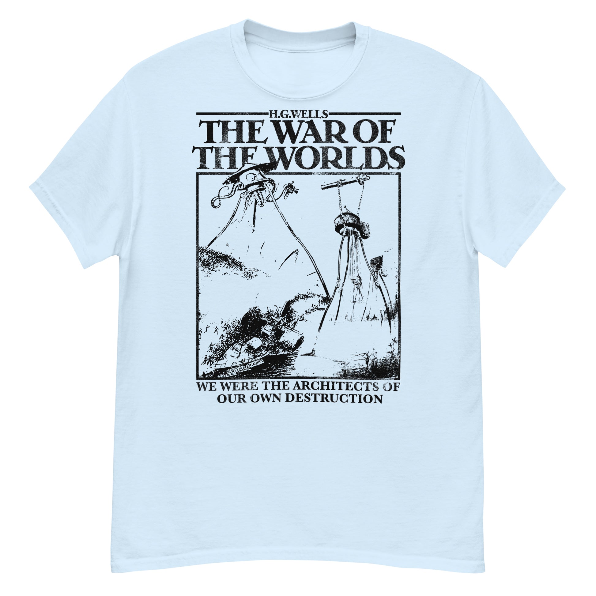 THE WAR OF THE WORLDS BLACK ILLUSTRATIONS Crew Neck Short-Sleeve T-Shirt Soft & Breathable