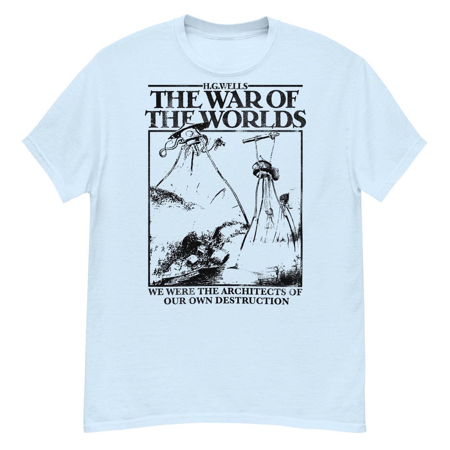 THE WAR OF THE WORLDS BLACK ILLUSTRATIONS Crew Neck Short-Sleeve T-Shirt Soft & Breathable