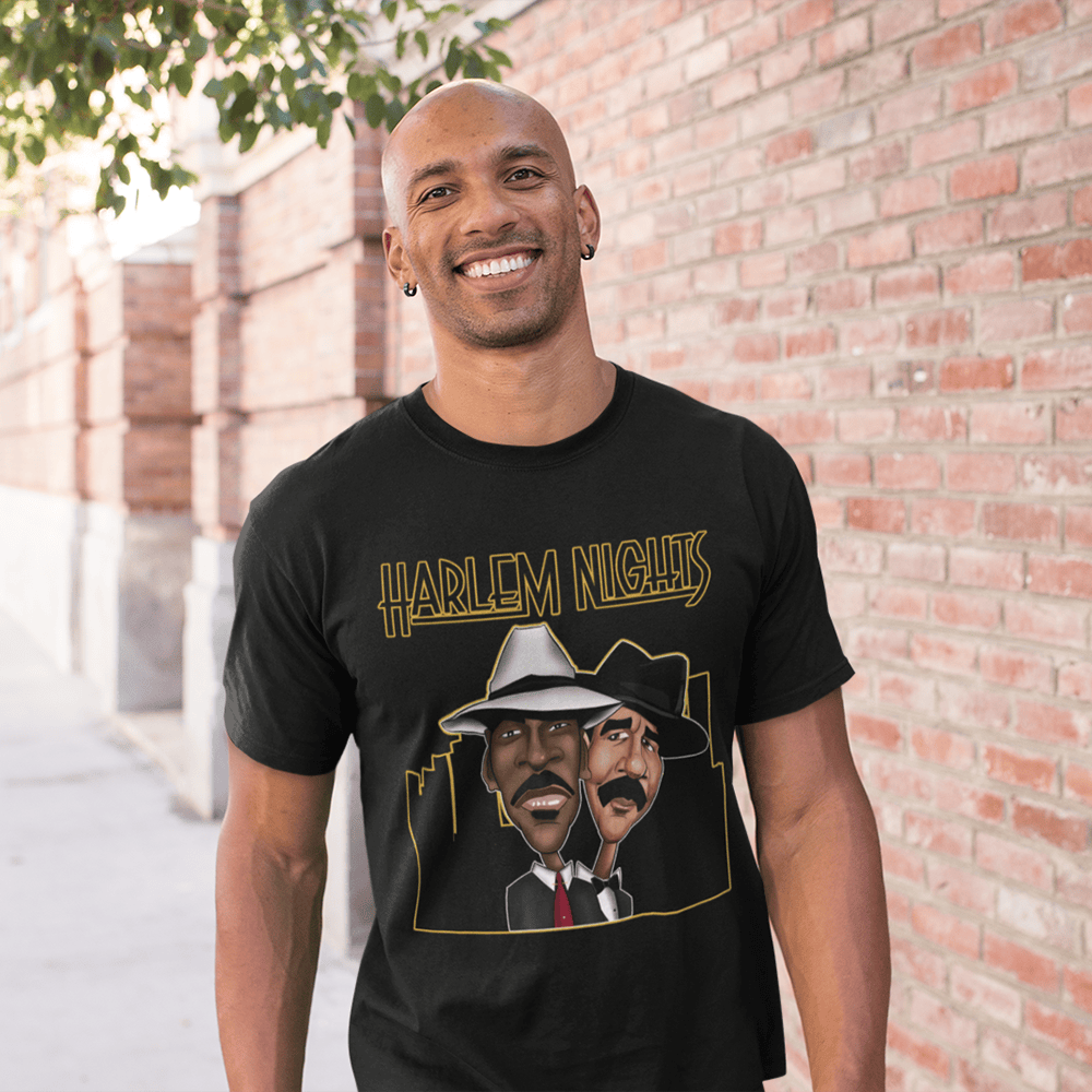 Harlem Nights Caricature Premium Crew Neck Short-Sleeve T-Shirt Soft & Breathable