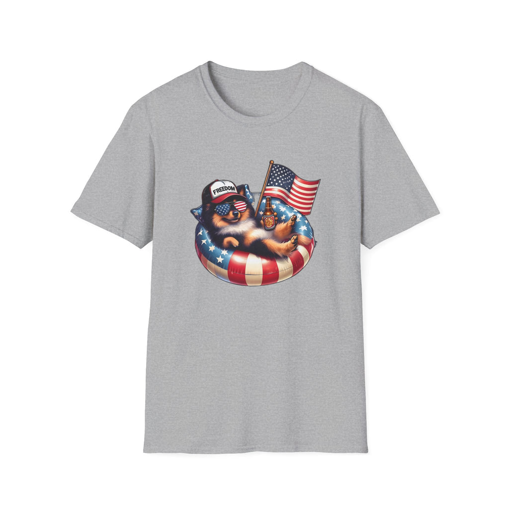 Pomeranian Relaxing With Sunglasses And Flag - Classic Fit