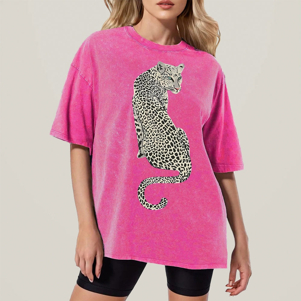 White Leopard Unisex Vintage Washed Tee