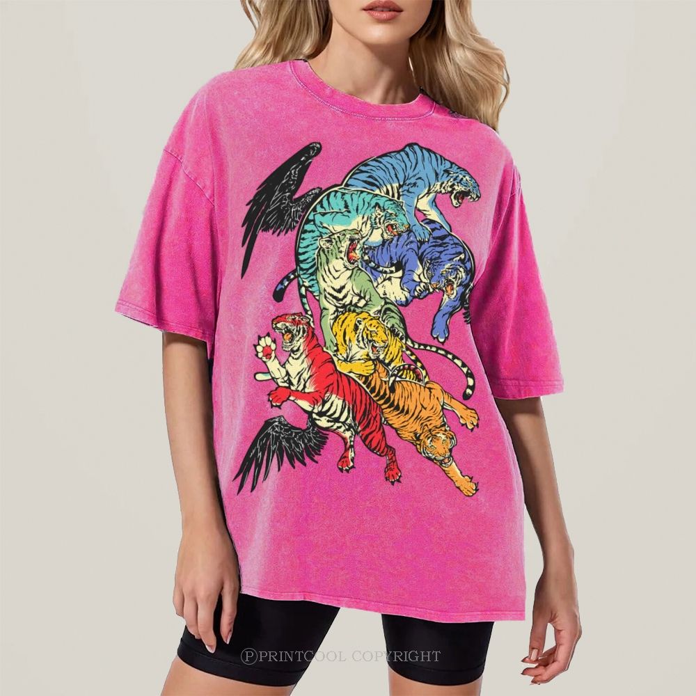 Warring Tigers Unisex Vintage Washed Tee