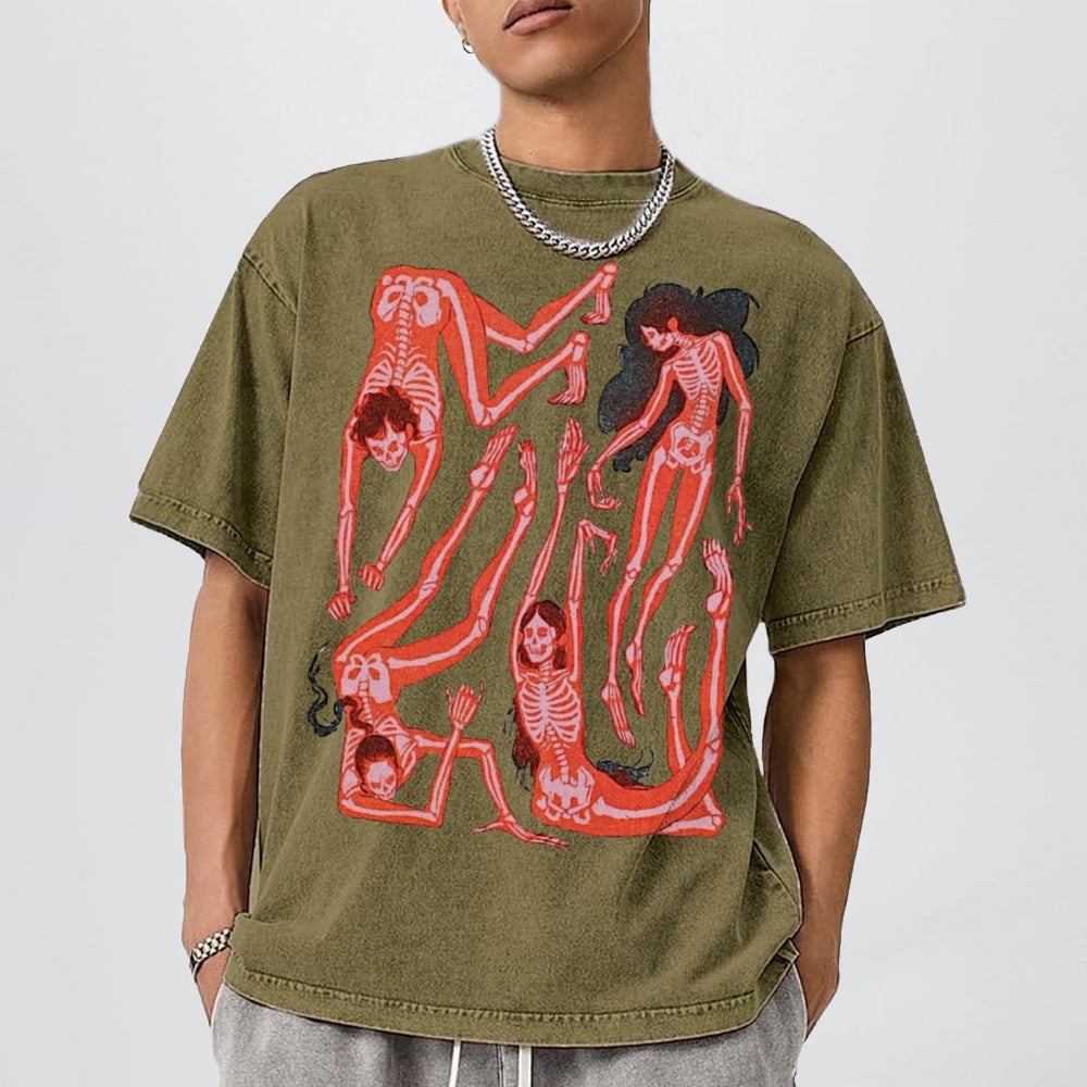 Ultimate Skeleton Dance Party Unisex Vintage Washed Tee