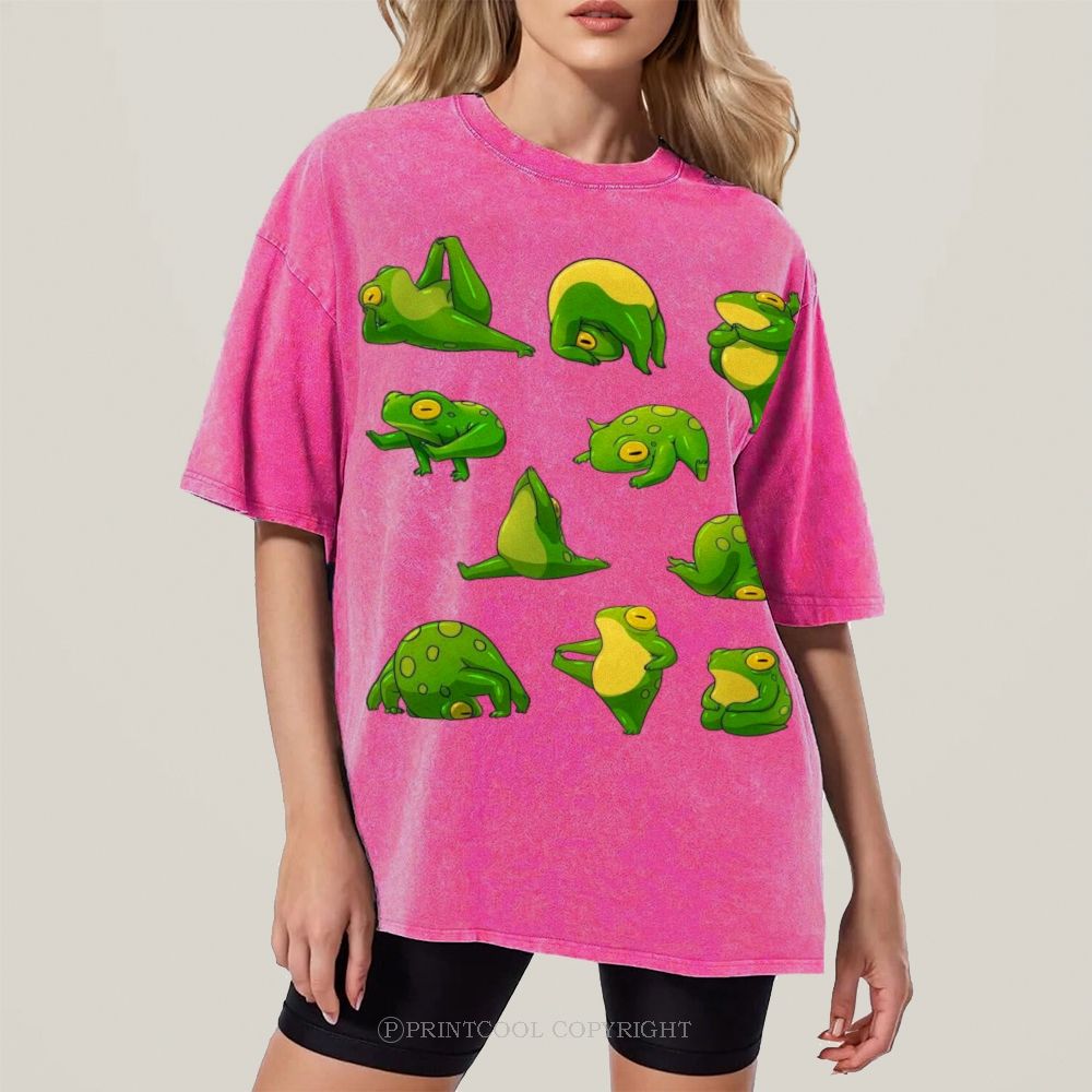 Yoga Frog Unisex Vintage Washed Tee