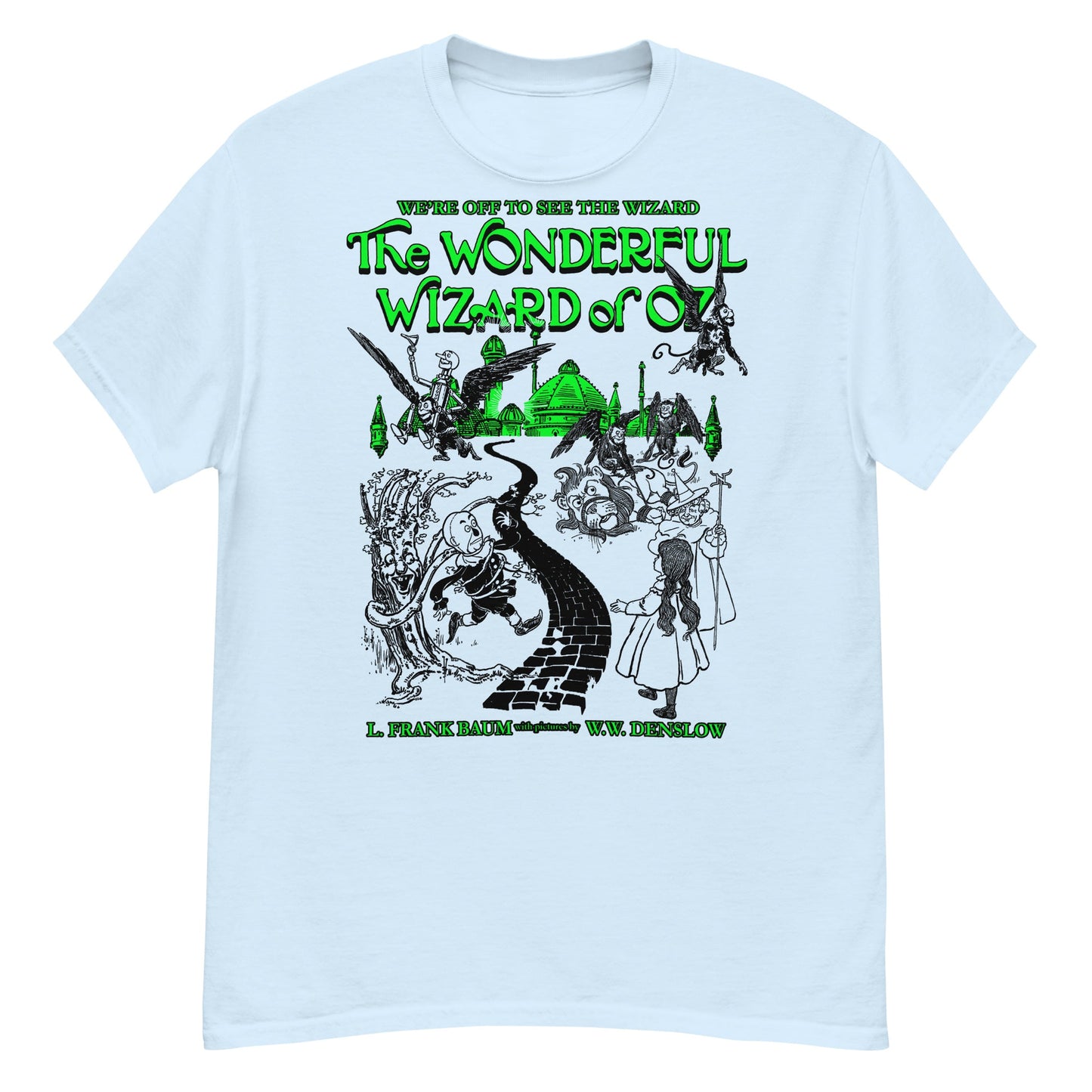 THE WONDERFUL WIZARD OF OZ BLACK ILLUSTRATIONS Crew Neck Short-Sleeve T-Shirt Soft & Breathable
