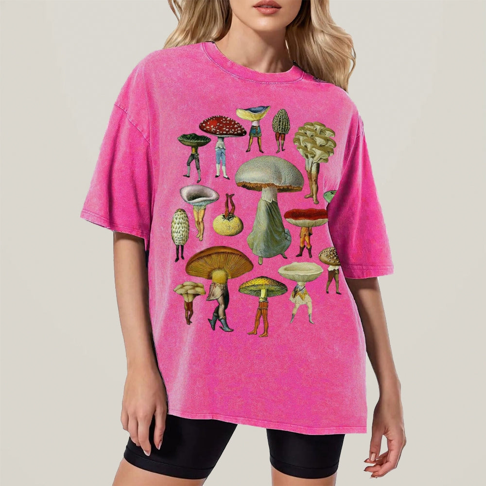 Troop of Mushrooms Unisex Vintage Washed Tee