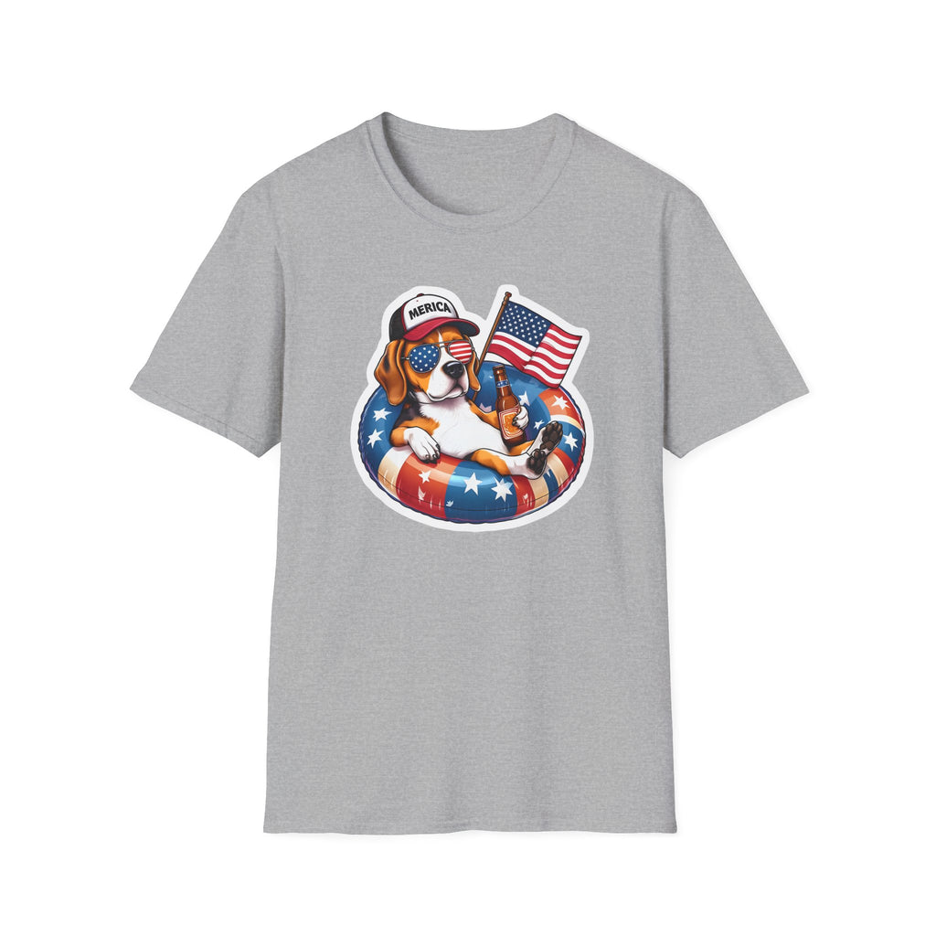 Beagle Dog with Sunglasses and Flag - Classic Fit