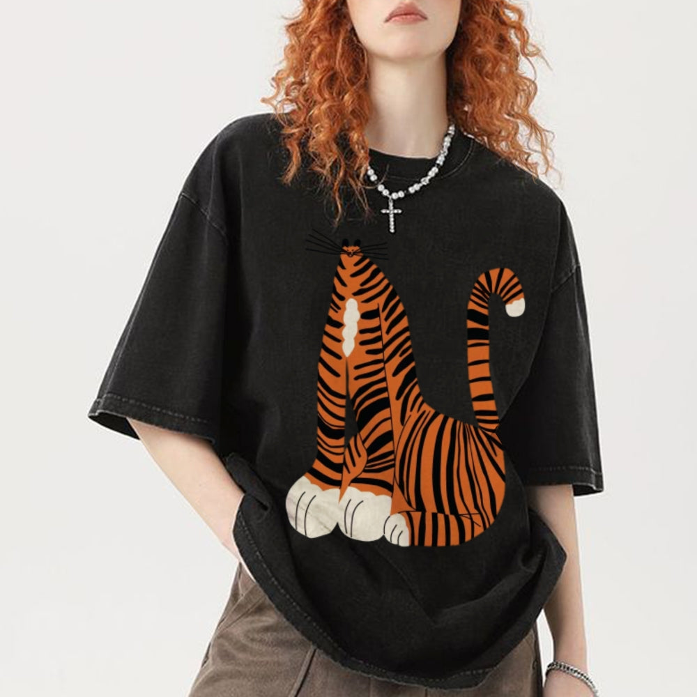 Tiger Cat Unisex Vintage Washed Tee