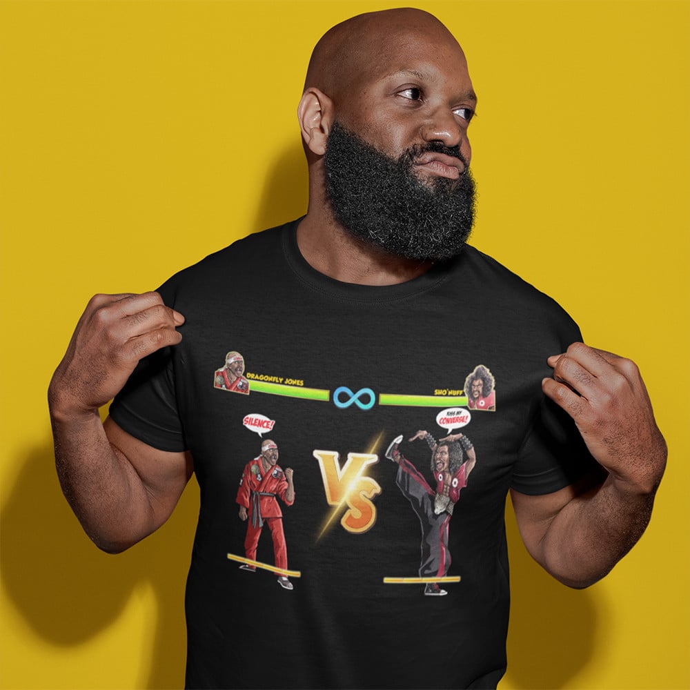 Dragonfly Jones Vs Shonuff Funny Gaming Style Premium Crew Neck Short-Sleeve T-Shirt Soft & Breathable