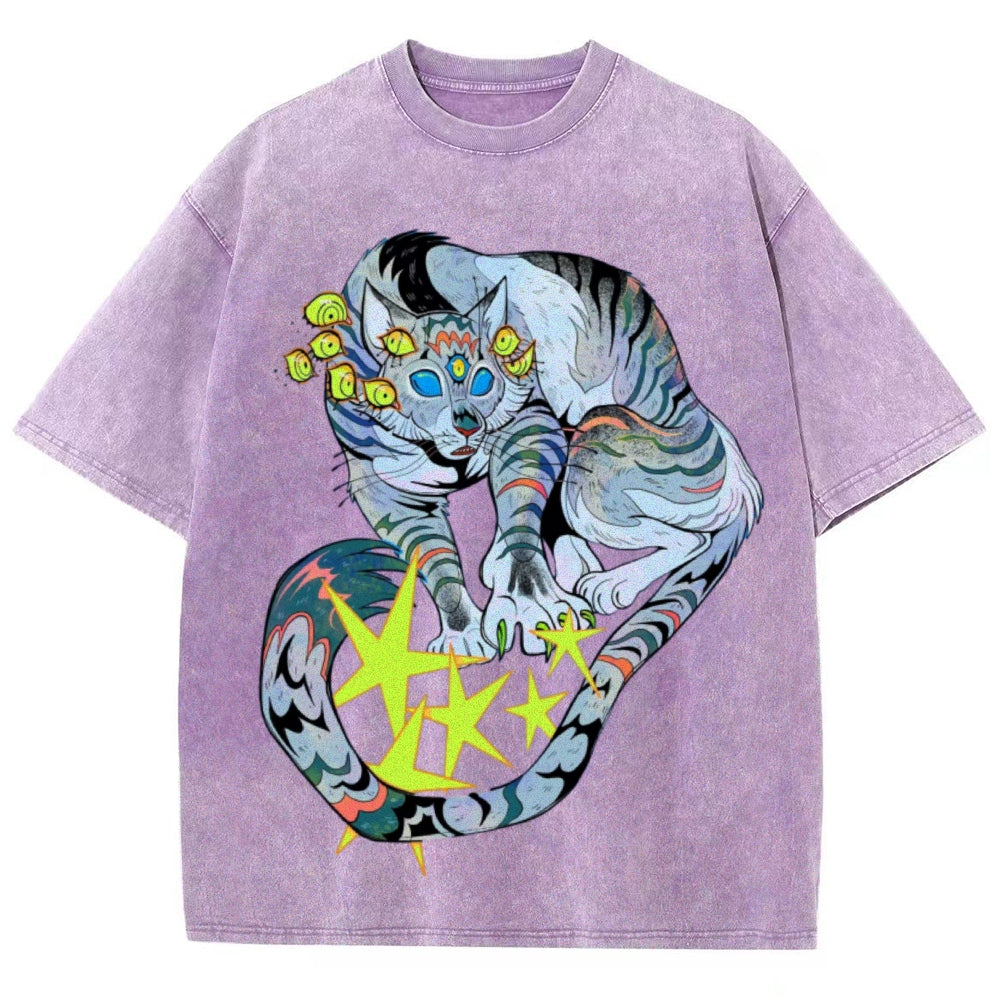 Warriors Cat Unisex Vintage Washed Tee