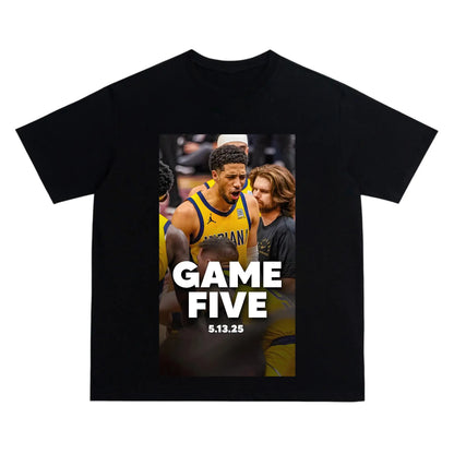 Haliburton Record-Breaking Clutch Playoff T-Shirt – Historic Game-Tying Moment vs. Knicks