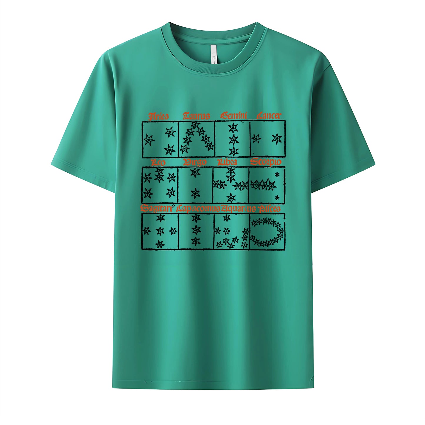 Zodiac Neck Short-Sleeve T-Shirt Soft & Breathable