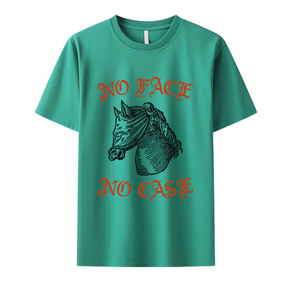 No Face No Case Neck Short-Sleeve T-Shirt Soft & Breathable