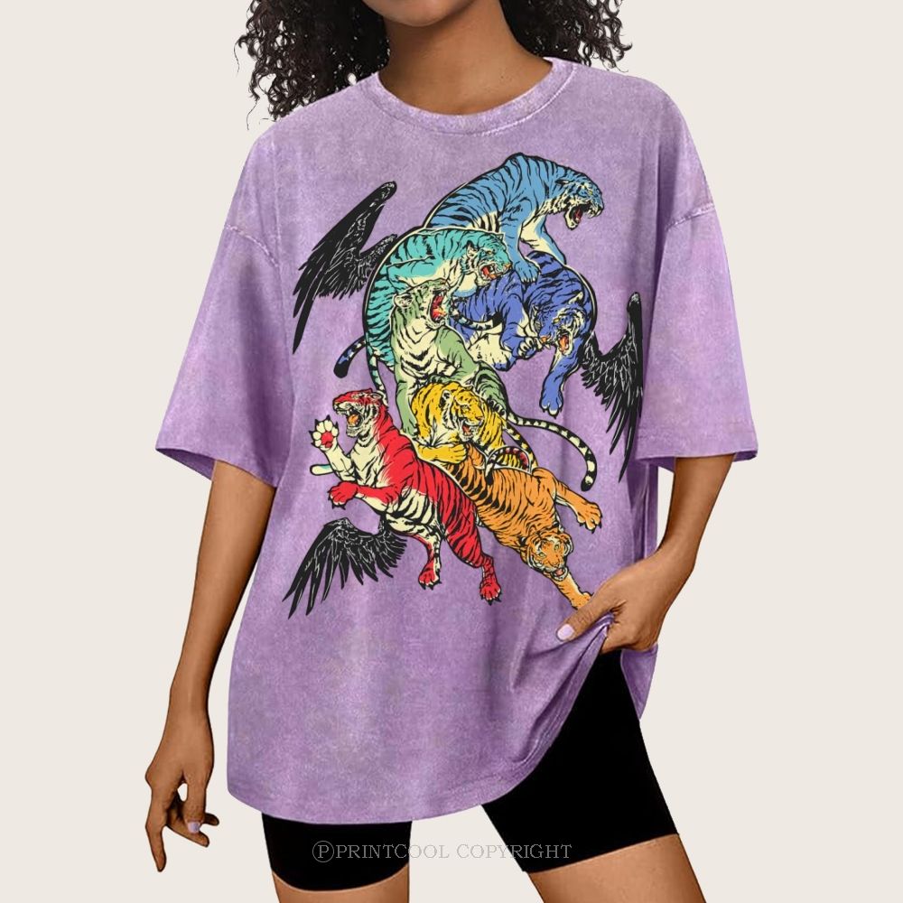 Warring Tigers Unisex Vintage Washed Tee
