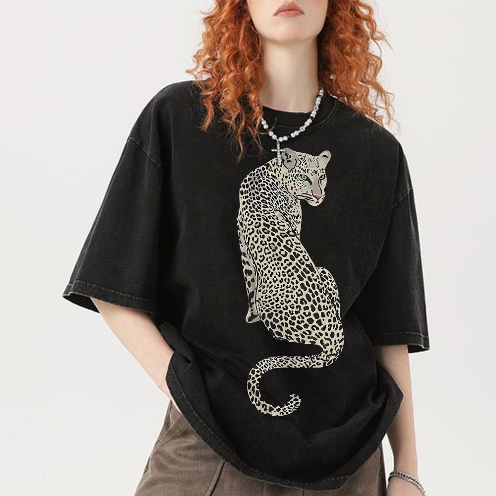 White Leopard Unisex Vintage Washed Tee