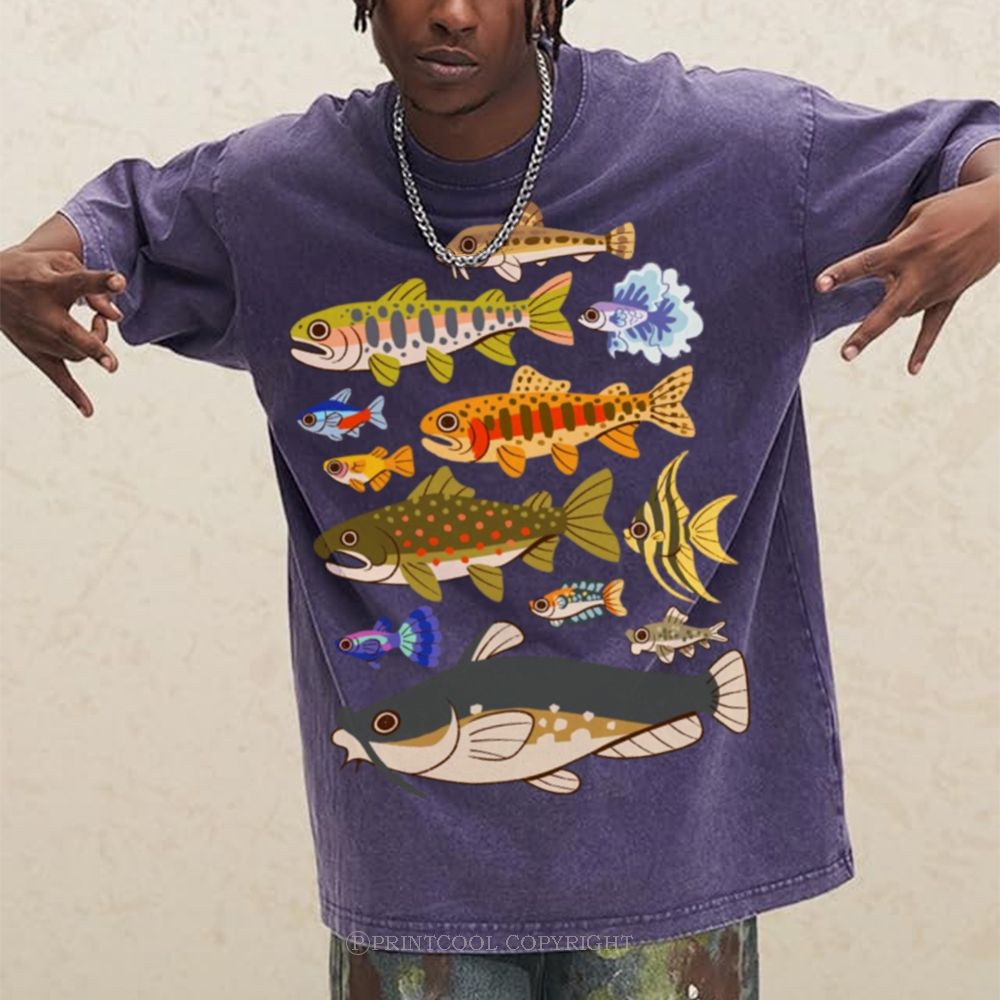 Tropical Fish Paradise Unisex Vintage Washed Tee