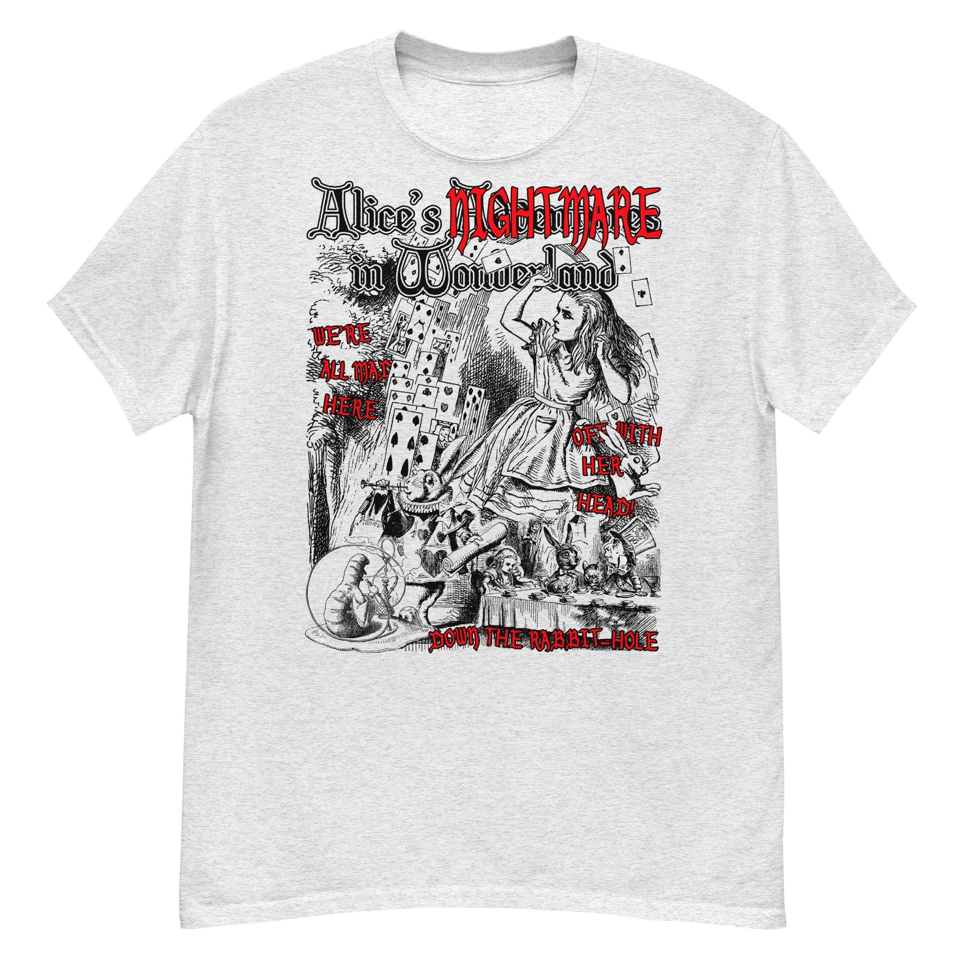 NIGHTMARE IN WONDERLAND BLACK CLASSIC ILLUSTRATIONS Crew Neck Short-Sleeve T-Shirt Soft & Breathable