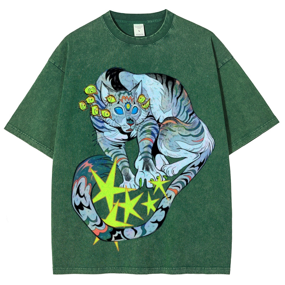 Warriors Cat Unisex Vintage Washed Tee
